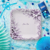 Stylish Purple Flowers Paper Plate Papieren Bordje (Feest)