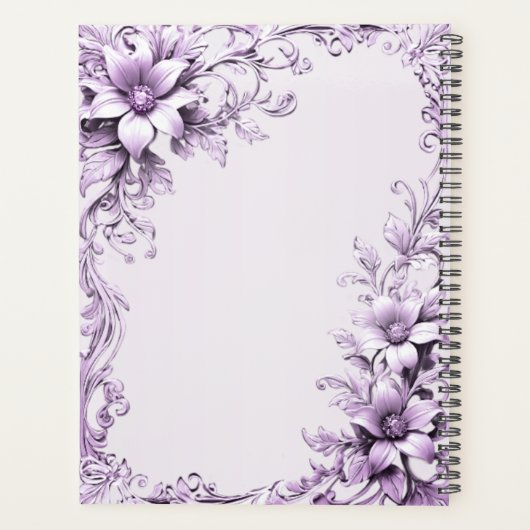 Stylish Purple Flowers Planner (Achterkant)