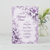 Stylish Purple Flowers Rehearsal Dinner Kaart (Staand voorkant)