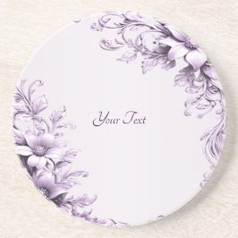 Stylish Purple Flowers Sandstone Coaster Zandsteen Onderzetter