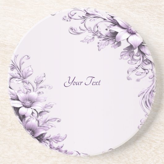 Stylish Purple Flowers Sandstone Coaster Zandsteen Onderzetter (Voorkant)