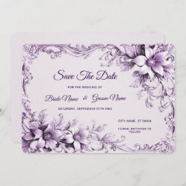 Stylish Purple Flowers Save The Date