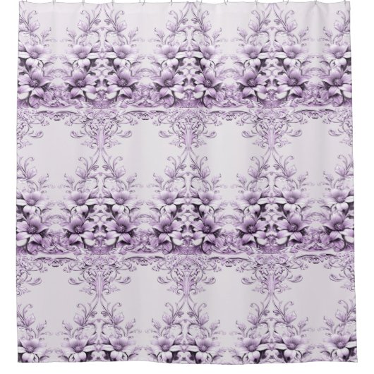 Stylish Purple Flowers Shower Curtain Douchegordijn (Voorkant)