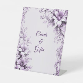 Stylish Purple Flowers Tabletop Signs Reclamebord Met Voetstuk