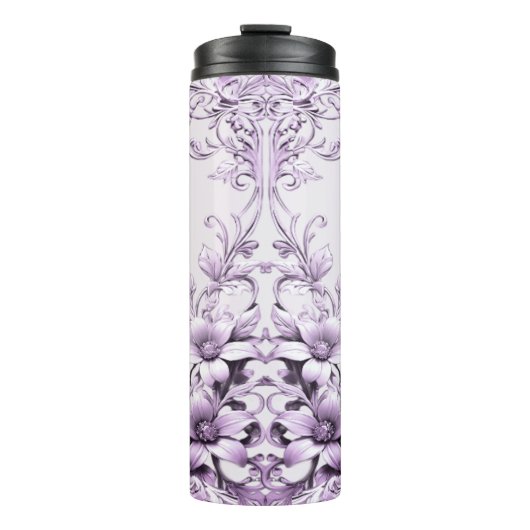 Stylish Purple Flowers Thermal Tumbler Thermosbeker (Voorkant)