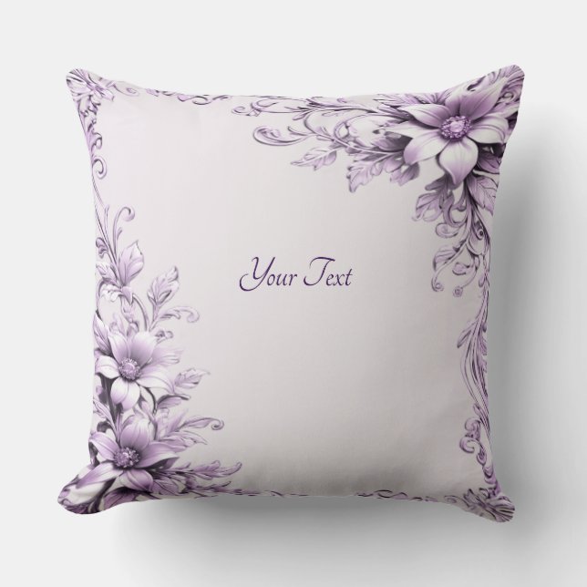 Stylish Purple Flowers Throw Pillow Kussen (Voorkant)