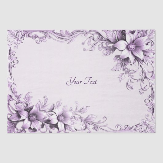 Stylish Purple Flowers Tissue Paper Tissuepapier (Voorkant)