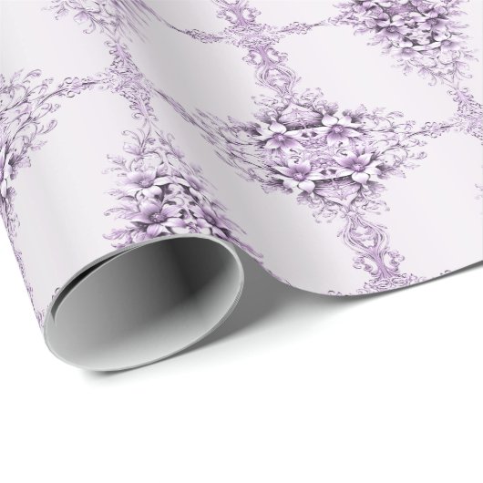 Stylish Purple Flowers Wrapping Paper Cadeaupapier (Rol Hoek)