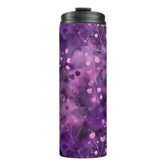 Stylish purple pink abstract floral pattern thermosbeker (Voorkant)