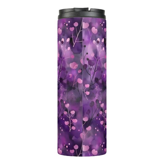 Stylish purple pink abstract floral pattern thermosbeker (Achterkant)