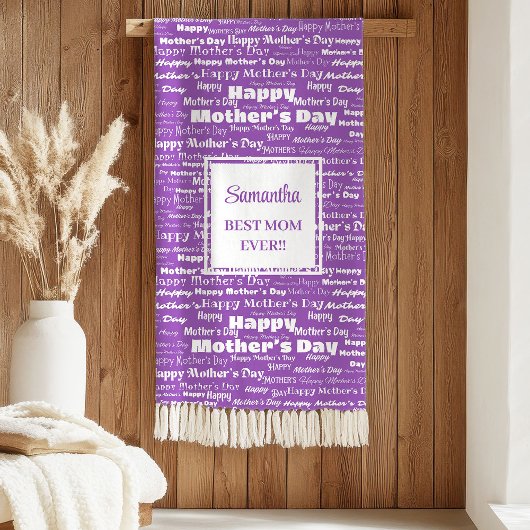 Stylish Purple Script Mother’s Day Gift Grandma Sherpa Deken