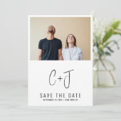 STYLISH | QR-code Moderne eenvoudige foto-grens Save The Date (Staand voorkant)