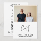 STYLISH | QR-code Moderne eenvoudige foto-grens Save The Date (Voorkant / Achterkant)