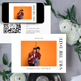 STYLISH | QR-code Moderne eenvoudige foto-grens Save The Date