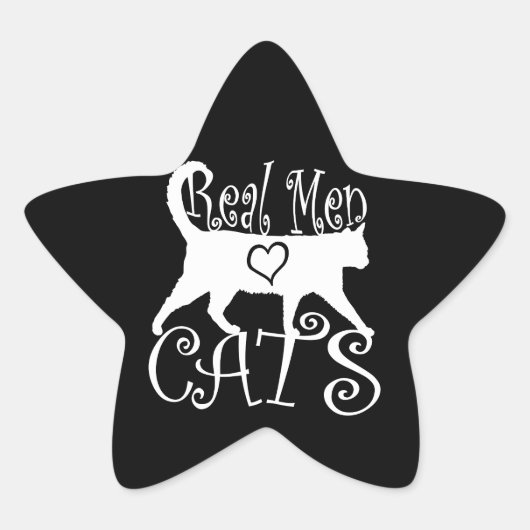 Stylish Real Men Love Cats Ster Sticker (Voorkant)