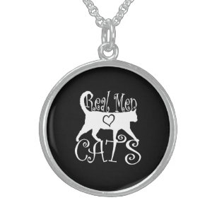 Stylish Real Men Love Cats Sterling Zilver Ketting