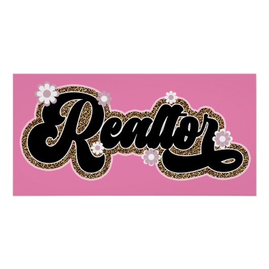 Stylish Realtor Girl Glitter Floral Glossy Poster (Voorkant)