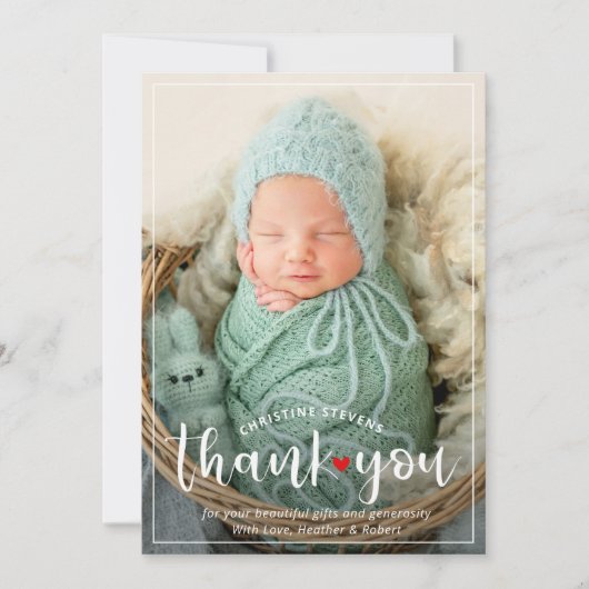 Stylish Red 3 Foto Hartelijk dank Feestdagenkaart (Voorkant)