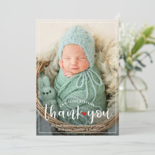 Stylish Red 3 Foto Hartelijk dank Feestdagenkaart (Staand voorkant)