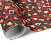 Stylish Red and Gold Foil Leopard Spots Cadeaupapier (Rol Hoek)