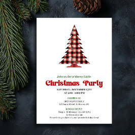Stylish Red Black Plaid Christmas Event Invite Kaart