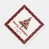 Stylish Red Black Plaid Christmas Napkin Custom Servet (Hoek)
