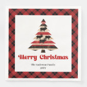 Stylish Red Black Plaid Christmas Napkin Custom Servet (Voorkant)