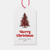 Stylish Red Black Plaid Christmas Tag Cadeaulabel (Achterkant)