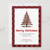 Stylish Red Black Plaid Christmas Tree Greeting Feestdagenkaart (Voorkant)