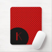 Stylish Red & Black Polka Dot Monogram Muismat (Met muis)