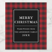 Stylish Red Buffalo Pset Merry Kerstry Wijn Etiket (Enkel label)