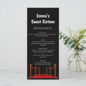 Stylish Red Carpet Hollywood Sweet 16 Birthday Menu (Staand voorkant)