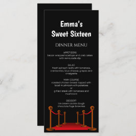 Stylish Red Carpet Hollywood Sweet 16 Birthday Menu