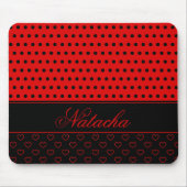 Stylish Red en Black Polka Dots aangepaste naam Muismat (Voorkant)