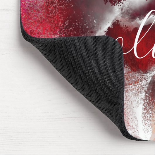 Stylish Red Floral Signature Monogram Muismat (Hoek)