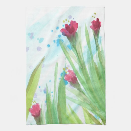 Stylish Red Floral Theedoek (Verticaal)