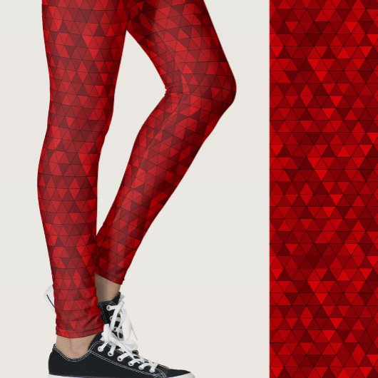 Stylish red geometric modern patterned leggings