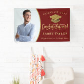 Stylish Red Gold Afstuderen Fotogradatie Party Spandoek (Insitu)