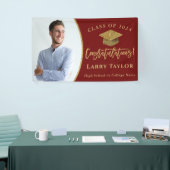 Stylish Red Gold Afstuderen Fotogradatie Party Spandoek (Beurs)