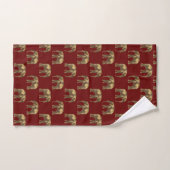 Stylish Red Gold Elephants Bad Handdoek (Handdoek)