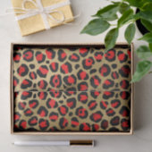 Stylish Red & Gold Foil Leopard Spots Safari Tissuepapier (Geschenk)