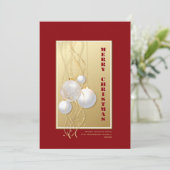 Stylish Red Gold kerstbels Feestdagenkaart (Staand voorkant)