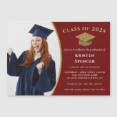 Stylish Red Gold Photo Graduparty Magnet (Voorkant)