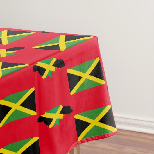 Stylish Red JAMAICAN MAP | Jamaica Flag Tafelkleed (Voorbeeld)