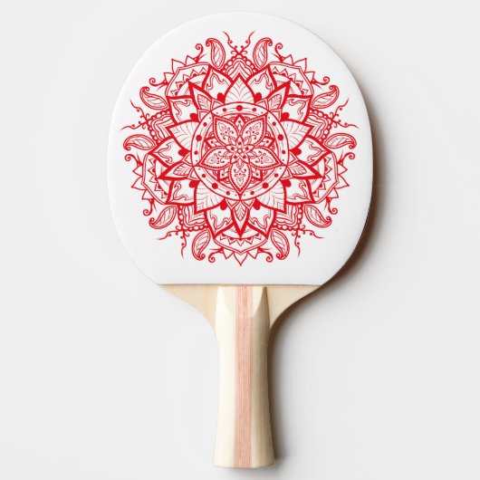 Stylish Red Mandala Boho Custom Tafeltennisbatje (Achterkant)