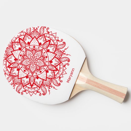 Stylish Red Mandala Boho Custom Tafeltennisbatje (Zijkant)