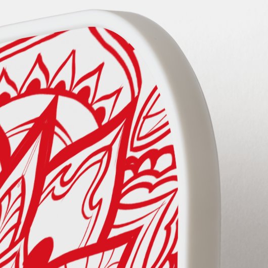 Stylish Red Mandala Flower Boho Name & Initialen Pickleball Paddle (Links Detail)