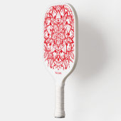 Stylish Red Mandala Flower Boho Name & Initialen Pickleball Paddle (Links)