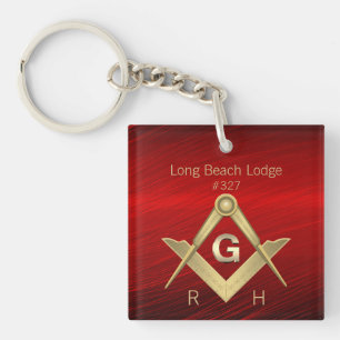 Stylish Red Monogrammed Masonic Sleutelhanger