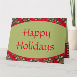 Stylish Red Patterned Holiday Bedankkaart